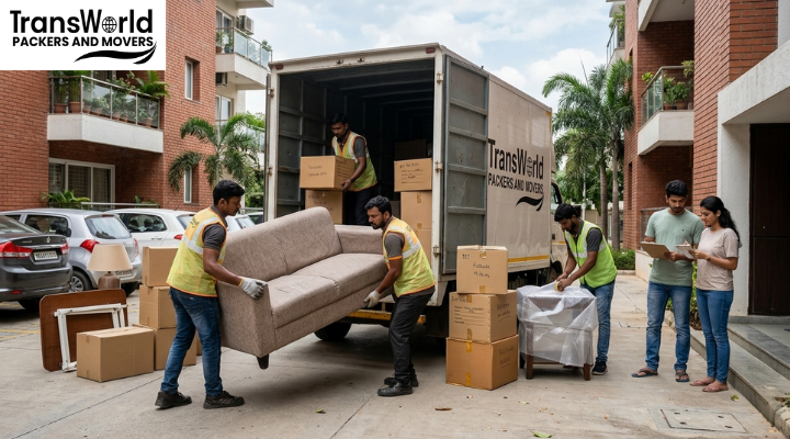 Packers and movers loading household goods in Bangalore